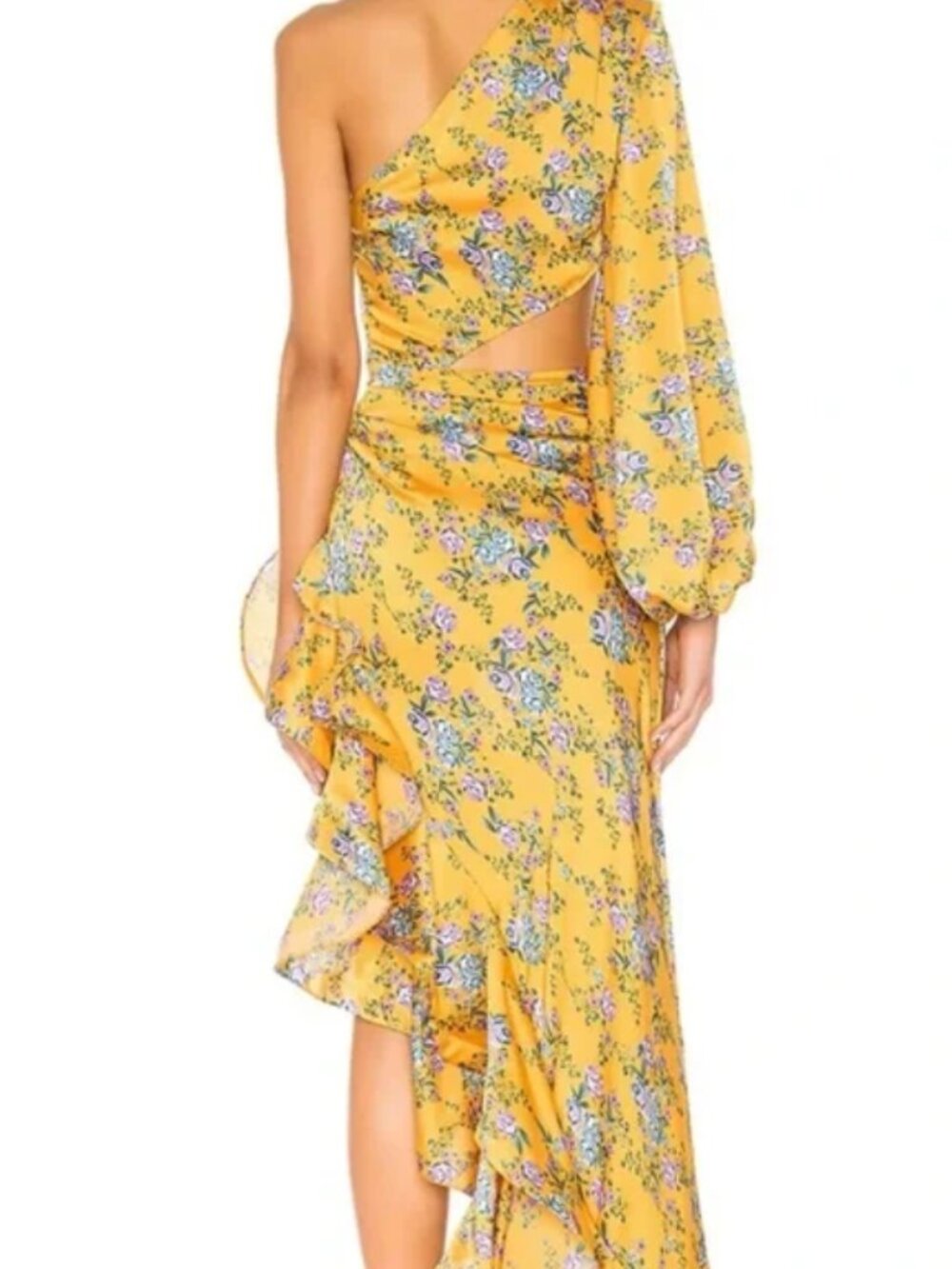 Bronx & Banco Hanna One-Shoulder Ruffle Gown 4 Small | GOLDEN STATEMENT DRESS💛 - Picture 3 of 3